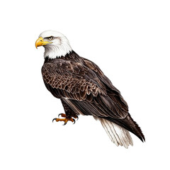 Obraz premium Close-up of a majestic bald eagle perched with detailed feathers and piercing eyes, showcasing a powerful bird of prey symbolizing strength and freedom