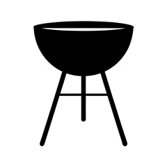 Simple isolated vector icon of a charcoal grill with three legs