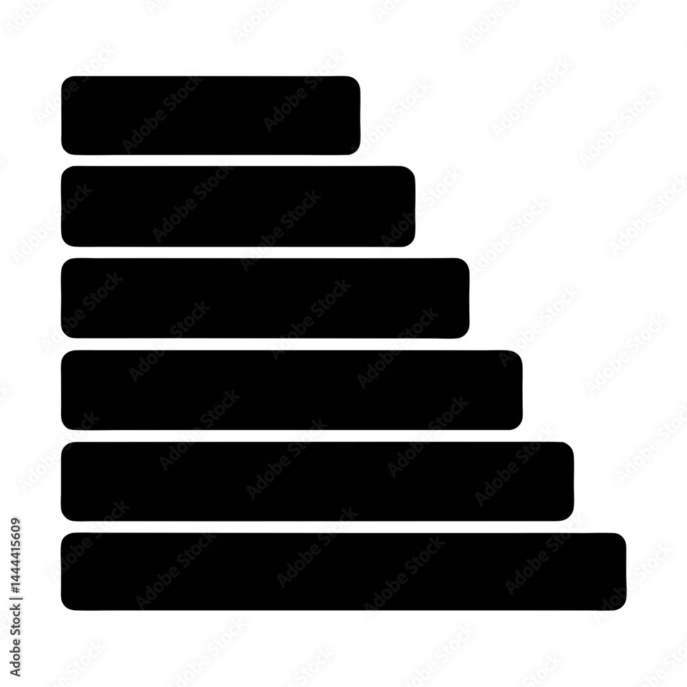 Poster stacked black rectangles with rounded corners descending in size on white background