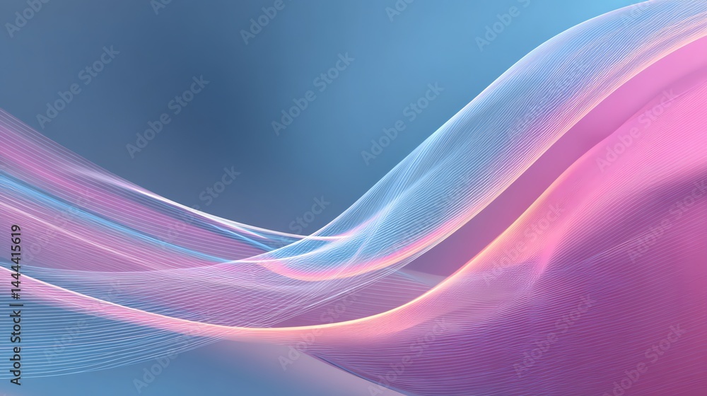 Poster abstract wave design with flowing lines and soft pastel colors