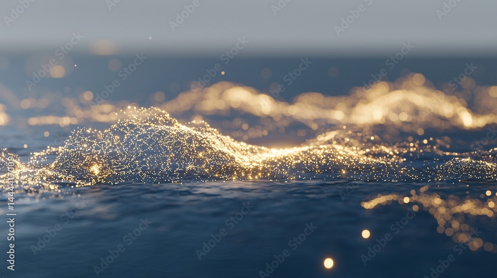 Poster a captivating wave in the ocean displaying the beauty of abstract art with fractal patterns and a di