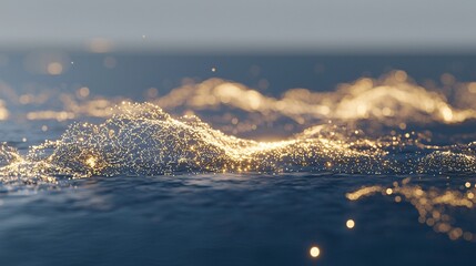 A captivating wave in the ocean displaying the beauty of abstract art with fractal patterns and a diffused glow zoom-in shot for stunning detail