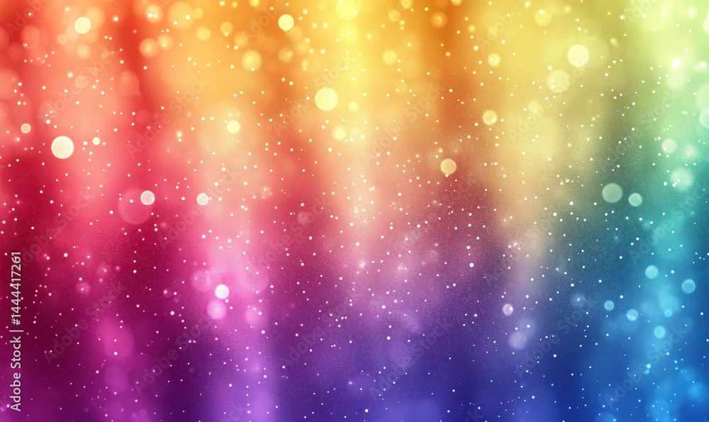 Poster colorful abstract background with bokeh effect and gradient rainbow hues.