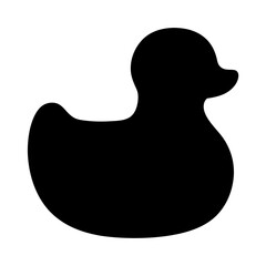 A Solid Black Silhouette of a Classic Rubber Duck Toy Shape