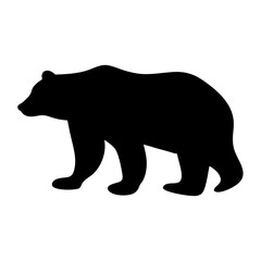 Black Silhouette Illustration of a Bear Walking Against a White Background
