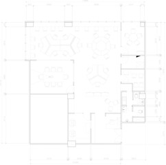 Drawing 2d Small office layout, meeting room, 2 rooms, small dining room original vector