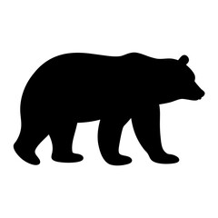 Silhouette of a Mighty Bear Walking Gracefully Against a White Backdrop