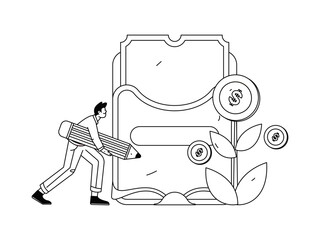 Check-in character flat vector concept operation hand-drawn illustration
