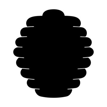 recommend clip art: Stylized bee hive with horizontal layers in black silhouette on white
