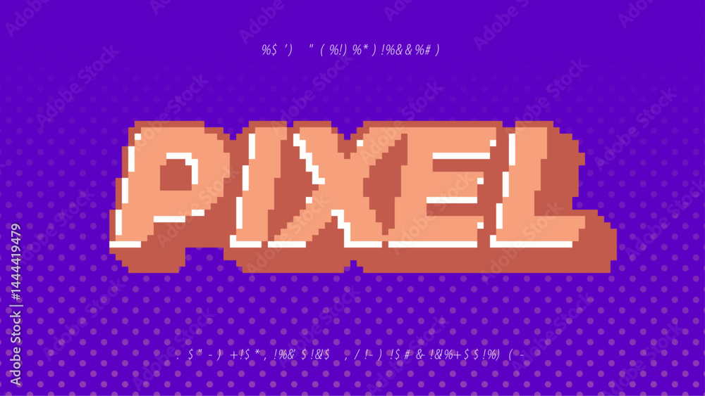 Poster Flat design pixels editable 3D text effect
