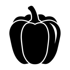 Simple black and white silhouette of a sweet bell pepper vegetable