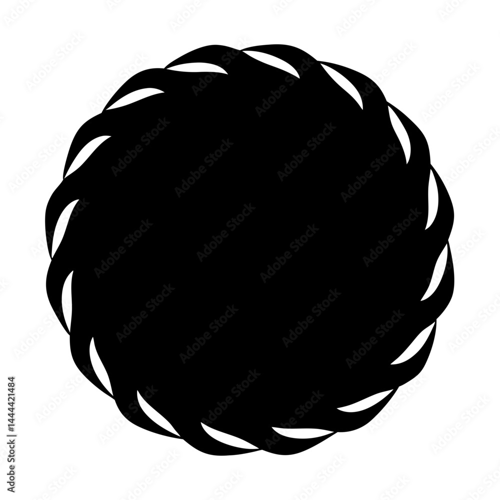 Poster elegant black and white circular motif with repeating leaflike elements