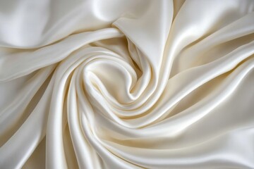 Fototapeta premium A close up view of a swirling white fabric with soft folds and elegant smooth texture details shown
