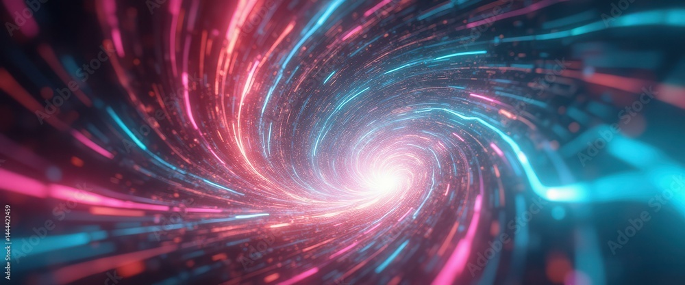Aufkleber Ethereal Vortices of Light: A Dynamic Swirl of Red and Cyan Energy Streams in a Mesmerizing Abstract Composition