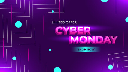Cyber monday sale promo in futuristic style