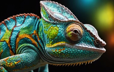 Obraz premium Chameleon background image, reptile, wildlife, forest, nature, banner texture poster advertising