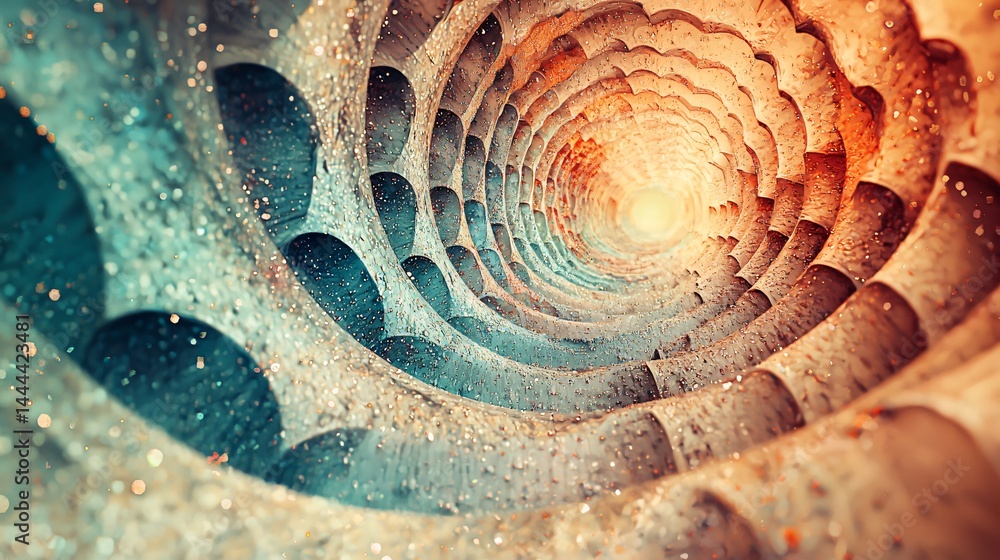 Poster whimsical spirally spiral design with ethereal patterns and moody shadow play creating a mesmerizing