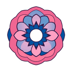 Mandala flower design vector illustration with pink blue and purple colors for decoration and art