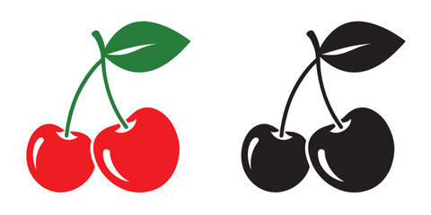 cherry logo vector icon, Cherry fruit vector illustration on white background