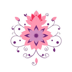 Floral vector design element pink purple flower illustration decorative ornament graphic art pattern 