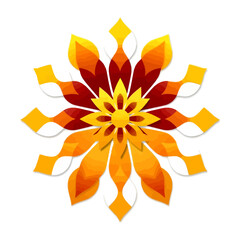 Beautiful floral design illustration in yellow orange and red colors on a white background art design