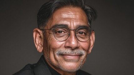 Obraz premium A man with glasses and a mustache is smiling