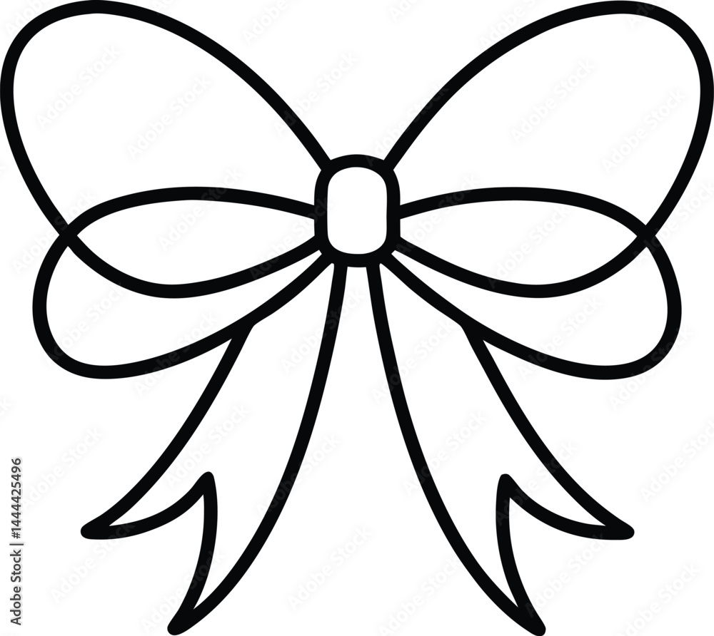 Poster charming ribbon bow in simple continuous line art style ideal for adding elegance to gifts crafts or