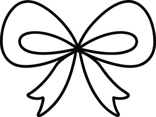 Flowing ribbon bow in continuous line art form beautiful minimalist design for celebrations packaging decoration or branding needs