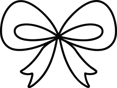 Flowing ribbon bow in continuous line art form beautiful minimalist design for celebrations packaging decoration or branding needs