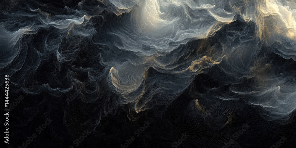 Aufkleber abstract swirling patterns in dark tones with light highlights and fluid textures.