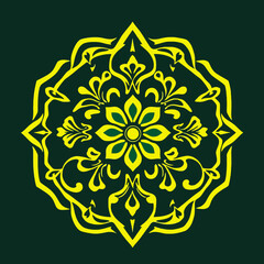 Download yellow flower vector art mandala design floral ornament decorative pattern illustration graphic 