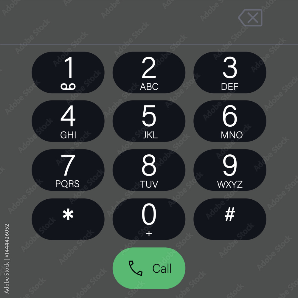 Poster dial keypad with numbers and letters on phone, call dial icon vector, dialing numbers phone call vec