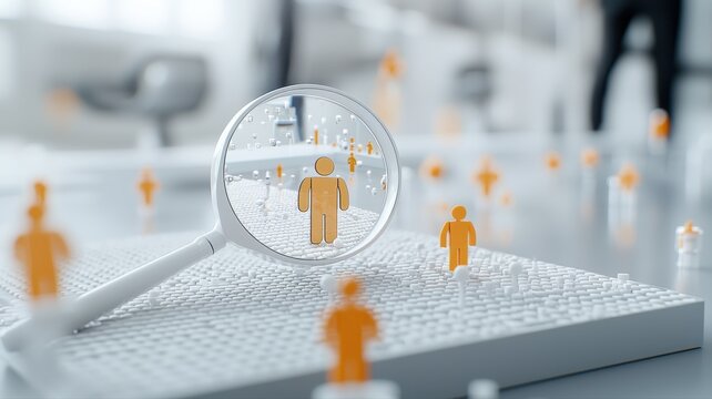 Talent Acquisition & Recruitment: Magnifying Glass Finds Perfect Candidate recruitment hiring white