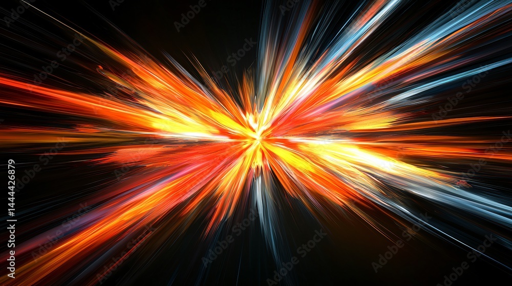 Aufkleber bright orange and blue light abstract composition with striking color contrast and harsh lighting cr