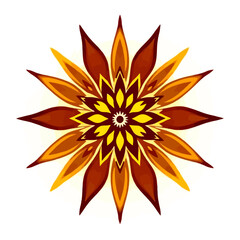 Abstract flower mandala design in brown and yellow for backgrounds and creative projects vector illustration