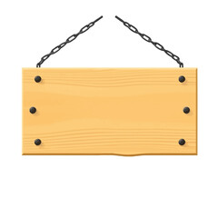 Wooden sign board hanging with chains blank template for text message or advertising banner design 3d render