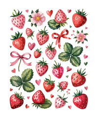 Strawberry and Daisy Bow with Pink T Shirt Design