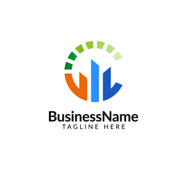 Modern logo template with letter c and arrow icon bar candlestick for trading, investment, finance, statistic, accounting or marketing business