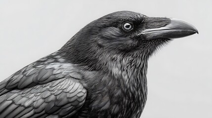 Monochrome close-up of a raven