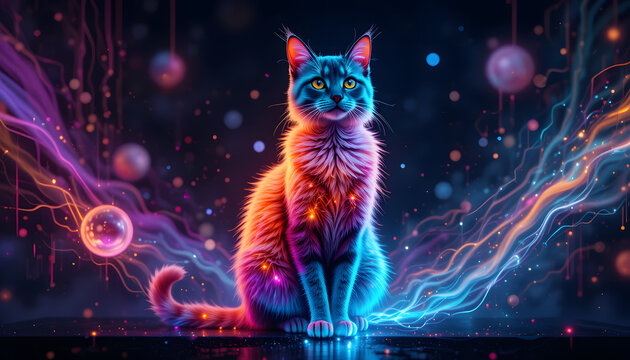Digital Cat Art Wallpaper for PC