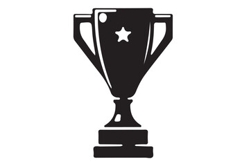 winning trophy logo silhouette vector, winning trophy logo icon silhouette vector, champion silhouette trophy cup, black gold trophy cup award vector silhouettes on a white background.