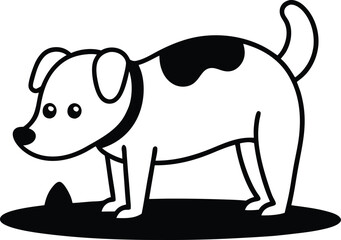 Playful dog captured mid dig in continuous line style art showcasing natural canine behavior ideal for pet themed minimalist designs and animal motion illustrations