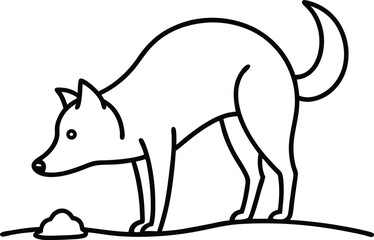 Curious dog digging in the ground drawn in continuous line art representing playful behavior pet energy and minimalist style perfect for dog lover artistic themes