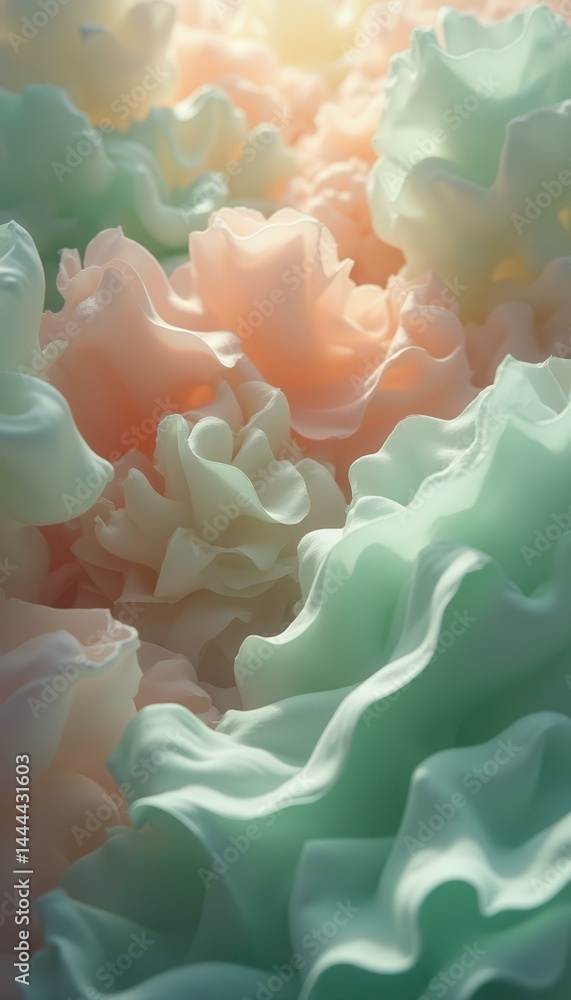Leinwandbilder Abstract pastel fabric waves with soft light and shadows, flowing background texture with curves and folds for backdrop