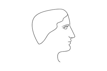Minimalist line art portrait of woman in profile elegant black outline