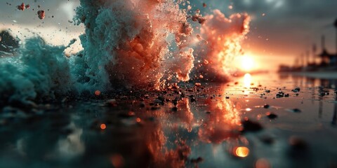 Obraz premium Dynamic Anime Water Explosion Burst