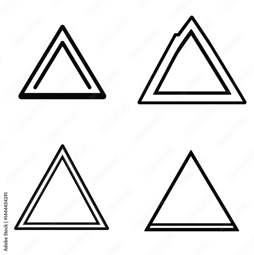 Poster double line triangle shapes variety minimalist design elements isolated transparent background