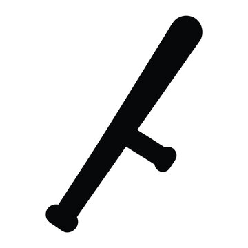Silhouette of a black police baton or truncheon for law enforcement