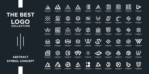 Mega logos collection, Abstract letter design concept for branding. Future shape logo usable for business, corporate and technology.