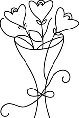 Graceful flower bouquet in continuous line art style expressing floral charm and artistic simplicity ideal for romantic natural themes and elegant botanical illustrations